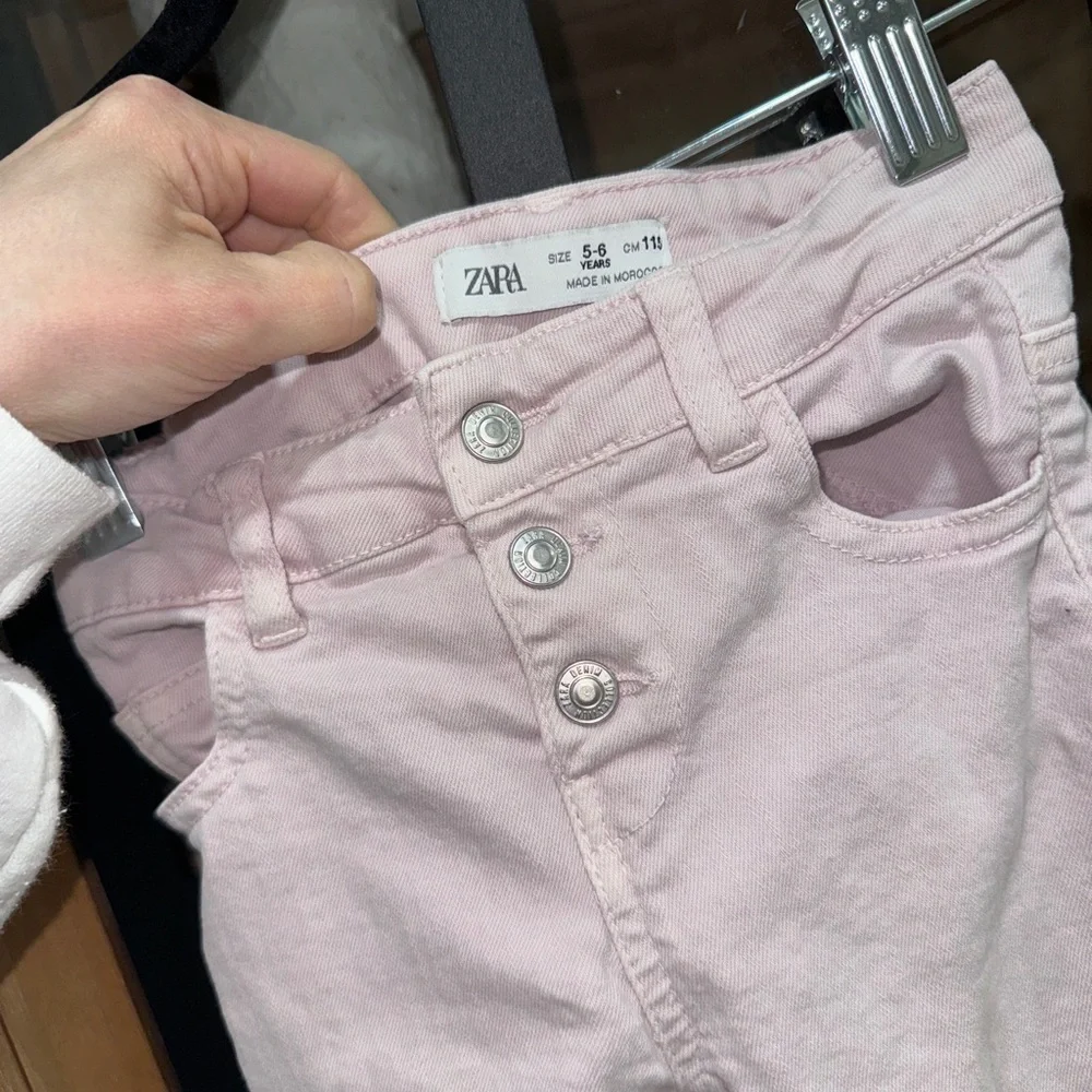Zara Kids jeans toddler pants girl buttons high rise waisted skinny raw hem